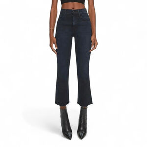 Mother Hustler Fray Jeans Sz 27 Night in Paris Dark Blue Denim Raw Hem Flare